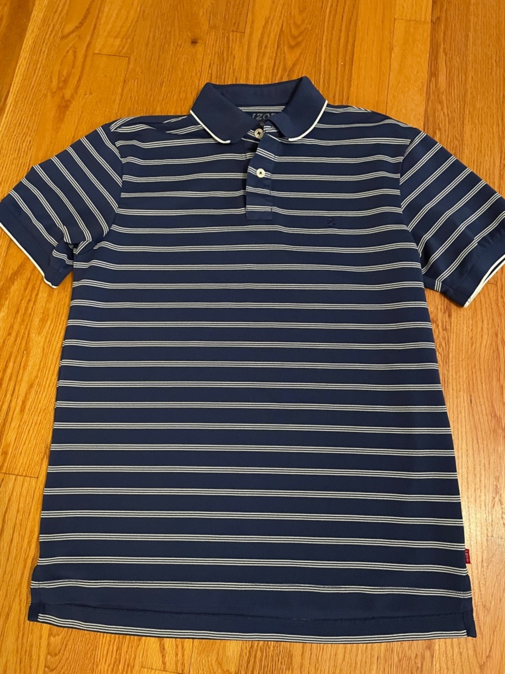 Izod Navy and White Striped Polo